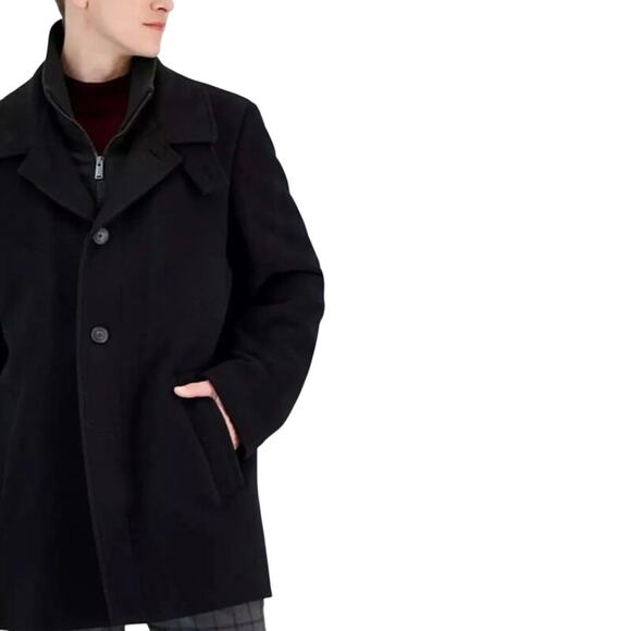 Calvin Klein Men's Classic Fit Black Wool Blend Overcoat(out of stock item) SzL - Picture 1 of 14